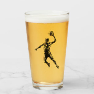 Basketball Player Slam Dunk Dunkles Design Glas