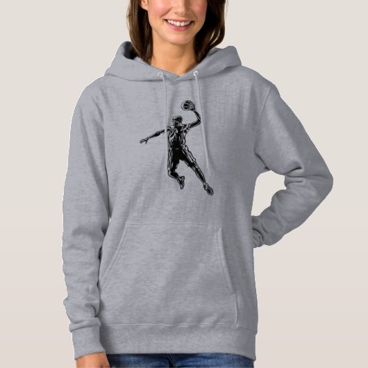 Basketball Player Slam Dunk Dunkles Design Hoodie (Vorderseite)