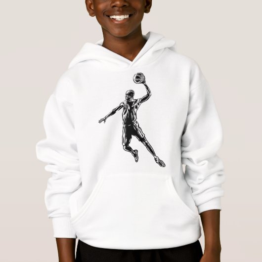 Basketball Player Slam Dunk Dunkles Design Hoodie (Vorderseite)