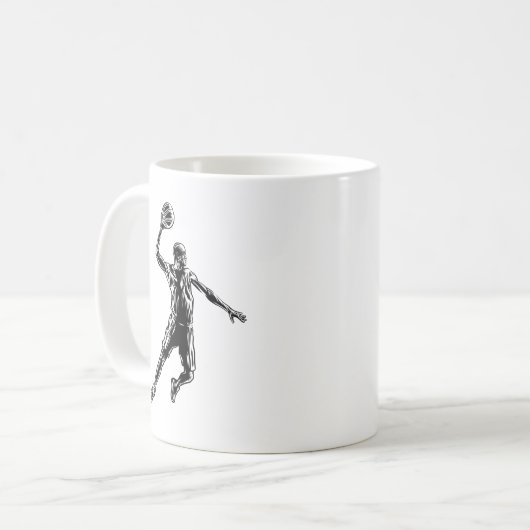 Basketball Player Slam Dunk Dunkles Design Kaffeetasse (Vorderseite Links)
