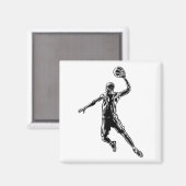 Basketball Player Slam Dunk Dunkles Design Magnet (Vorderseite/Rückseite)