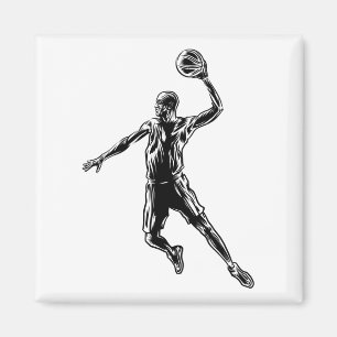 Basketball Player Slam Dunk Dunkles Design Magnet