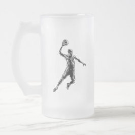 Basketball Player Slam Dunk Dunkles Design Mattglas Bierglas