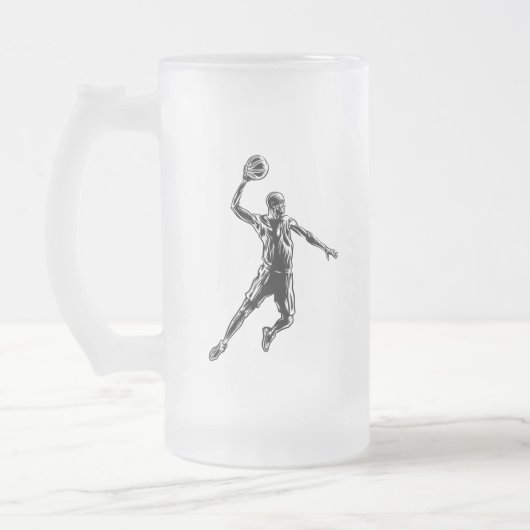 Basketball Player Slam Dunk Dunkles Design Mattglas Bierglas (Links)