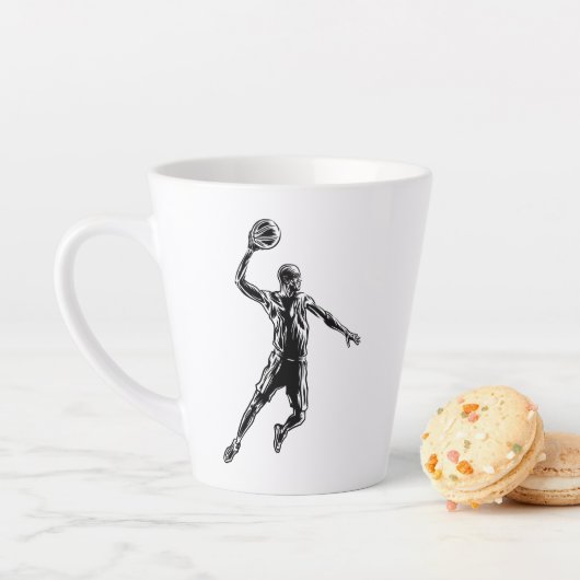 Basketball Player Slam Dunk Dunkles Design Milchtasse (Beispiel)