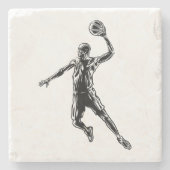 Basketball Player Slam Dunk Dunkles Design Steinuntersetzer (Vorderseite)