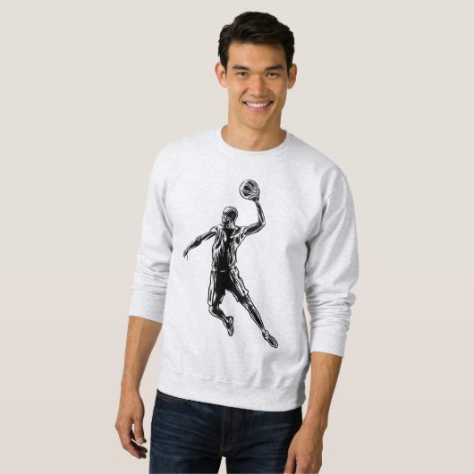 Basketball Player Slam Dunk Dunkles Design Sweatshirt (Vorne ganz)