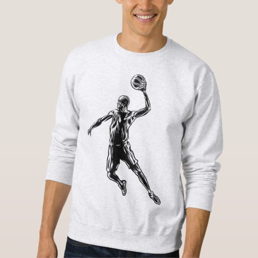 Basketball Player Slam Dunk Dunkles Design Sweatshirt (Vorderseite)