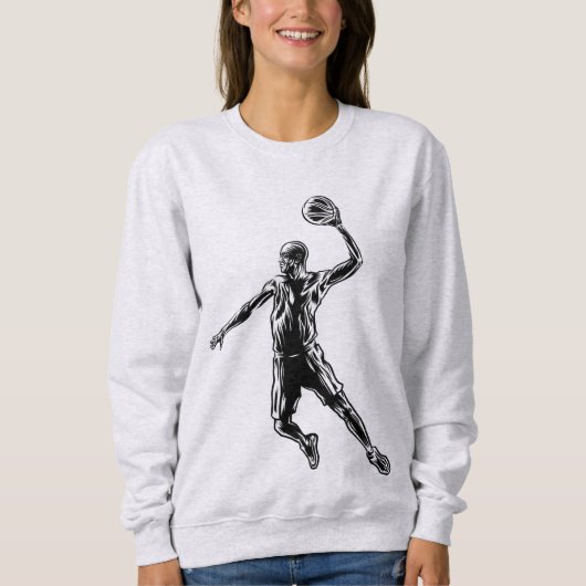 Basketball Player Slam Dunk Dunkles Design Sweatshirt (Vorderseite)