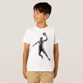 Basketball Player Slam Dunk Dunkles Design T-Shirt (Vorne ganz)