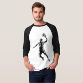 Basketball Player Slam Dunk Dunkles Design T-Shirt (Vorne ganz)