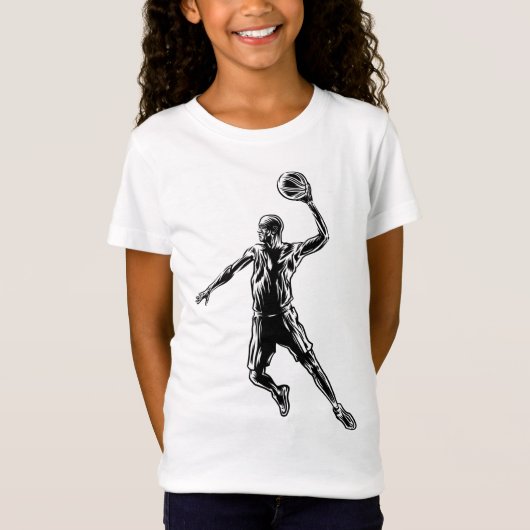 Basketball Player Slam Dunk Dunkles Design T-Shirt (Vorderseite)