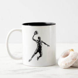 Basketball Player Slam Dunk Dunkles Design Zweifarbige Tasse