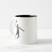 Basketball Player Slam Dunk Dunkles Design Zweifarbige Tasse (Vorderseite Links)