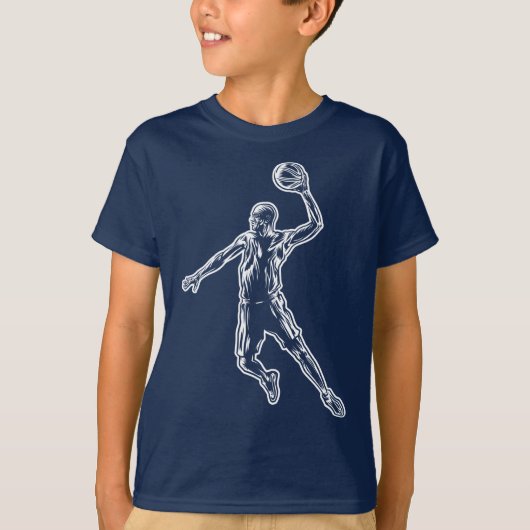 Basketball Player Slam Dunk Lichtdesign T-Shirt (Vorderseite)