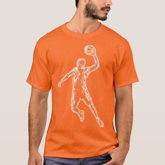 Basketball Player Slam Dunk Lichtdesign T-Shirt (Vorderseite)