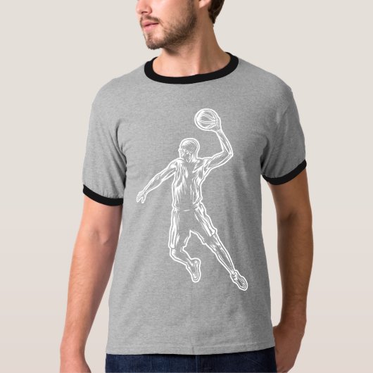Basketball Player Slam Dunk Lichtdesign T-Shirt (Vorderseite)