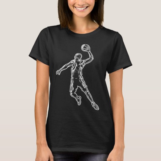 Basketball Player Slam Dunk Lichtdesign T-Shirt (Vorderseite)