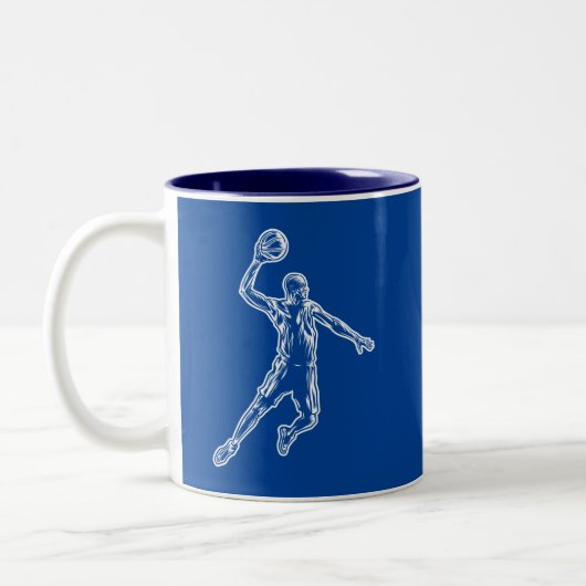 Basketball Player Slam Dunk Lichtdesign Zweifarbige Tasse (Links)