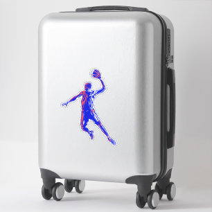 Basketball Player Slam Dunk, Rot und Blau Design Aufkleber