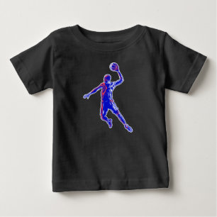 Basketball Player Slam Dunk, Rot und Blau Design Baby T-shirt