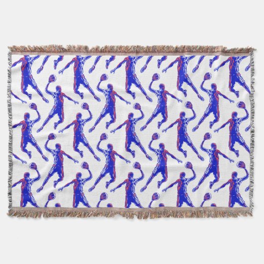 Basketball Player Slam Dunk, Rot und Blau Design Decke (Vorderseite)