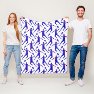 Basketball Player Slam Dunk, Rot und Blau Design Fleecedecke