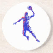 Basketball Player Slam Dunk, Rot und Blau Design Getränkeuntersetzer (Vorne)