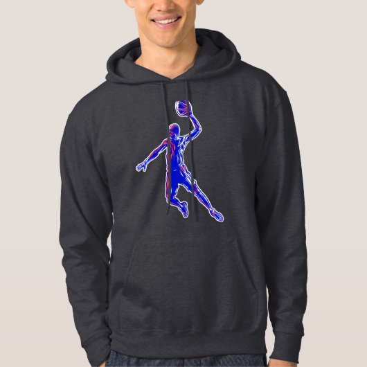 Basketball Player Slam Dunk, Rot und Blau Design Hoodie (Vorderseite)