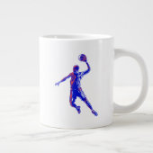 Basketball Player Slam Dunk, Rot und Blau Design Jumbo-Tasse (Rechts)