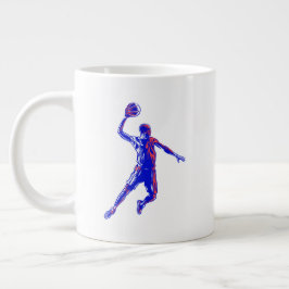 Basketball Player Slam Dunk, Rot und Blau Design Jumbo-Tasse