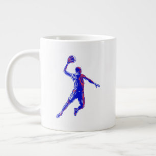 Basketball Player Slam Dunk, Rot und Blau Design Jumbo-Tasse