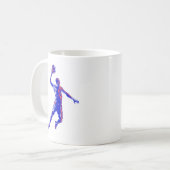 Basketball Player Slam Dunk, Rot und Blau Design Kaffeetasse (Vorderseite Links)
