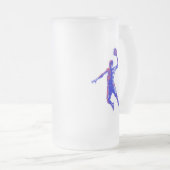 Basketball Player Slam Dunk, Rot und Blau Design Mattglas Bierglas (VorderseiteRechts)