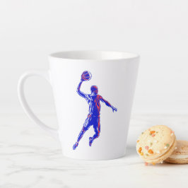 Basketball Player Slam Dunk, Rot und Blau Design Milchtasse