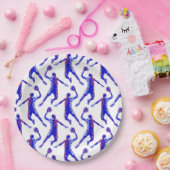 Basketball Player Slam Dunk, Rot und Blau Design Pappteller (Party)