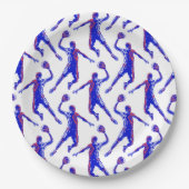Basketball Player Slam Dunk, Rot und Blau Design Pappteller (Vorderseite)