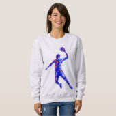 Basketball Player Slam Dunk, Rot und Blau Design Sweatshirt (Vorne ganz)