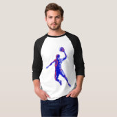 Basketball Player Slam Dunk, Rot und Blau Design T-Shirt (Vorne ganz)