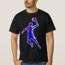 Basketball Player Slam Dunk, Rot und Blau Design