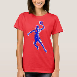 Basketball Player Slam Dunk, Rot und Blau Design T-Shirt