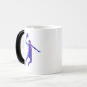 Basketball Player Slam Dunk, Rot und Blau Design Verwandlungstasse (Vorderseite Links)
