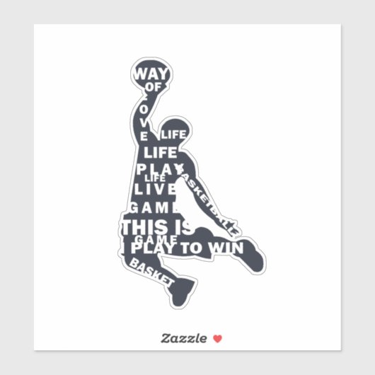 Basketball-Player-Slam mit Volltext Aufkleber (Blatt)