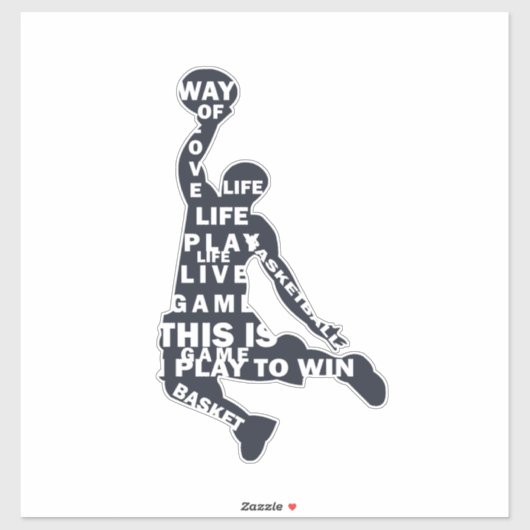 Basketball-Player-Slam mit Volltext Aufkleber (Blatt)