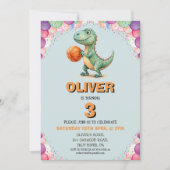 Basketball Player T-rex Geburtstag Einladung (Vorderseite)