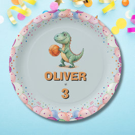 Basketball Player T-rex Geburtstag Pappteller