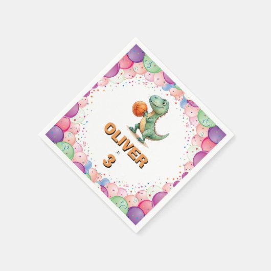 Basketball Player T-rex Geburtstag Serviette (Ecke)