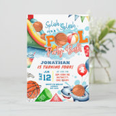 Basketball Pool Geburtstagsparty Einladung (Stehend Vorderseite)