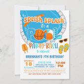 Basketball Pool Party Einladung - Junge - Wa (Vorderseite)