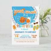 Basketball Pool Party Einladung - Junge - Wa (Stehend Vorderseite)